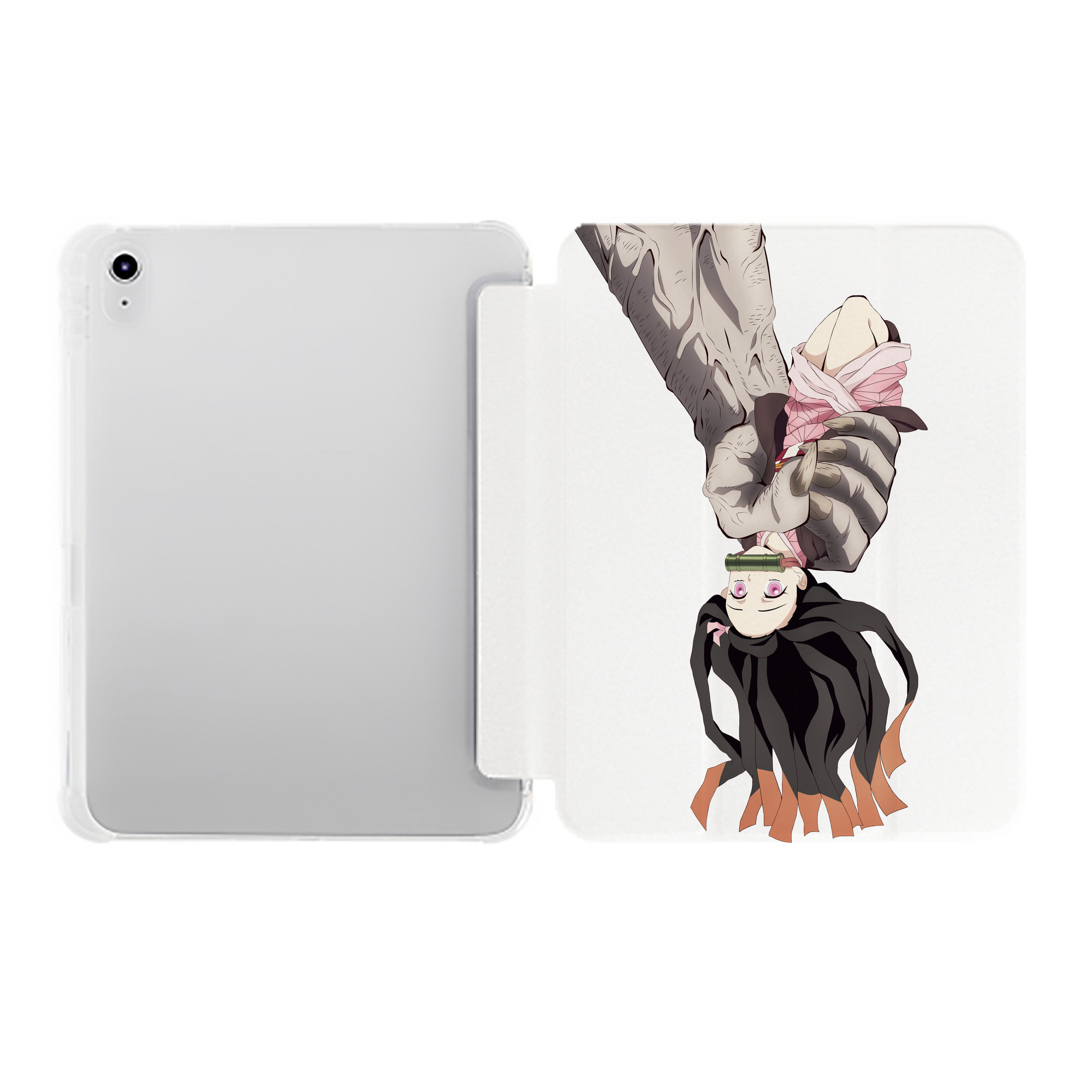（画像用） 鬼滅の刃（きめつのやいば）竈門 禰󠄀豆子／かまど ねずこ Kamado Nezuko IPad ケース ペン収納付き 三つ折りスタンド PUレザー×シリコン 対応機種9.5/10.5/10.9インチ